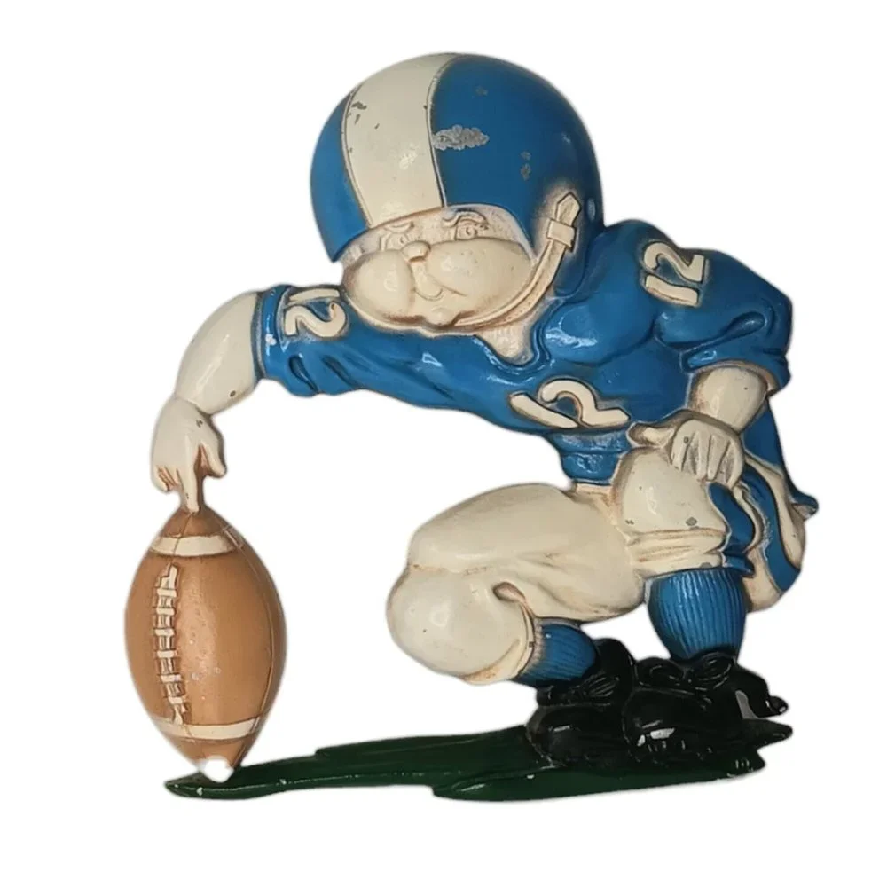 Vintage Metal Football Player Plaques Set of Three 1976 Homco